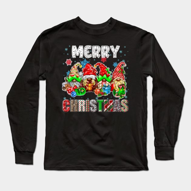 Merry Christmas Gnome Family Funny Xmas Tree Women Men Kids Long Sleeve T-Shirt by JennyArtist